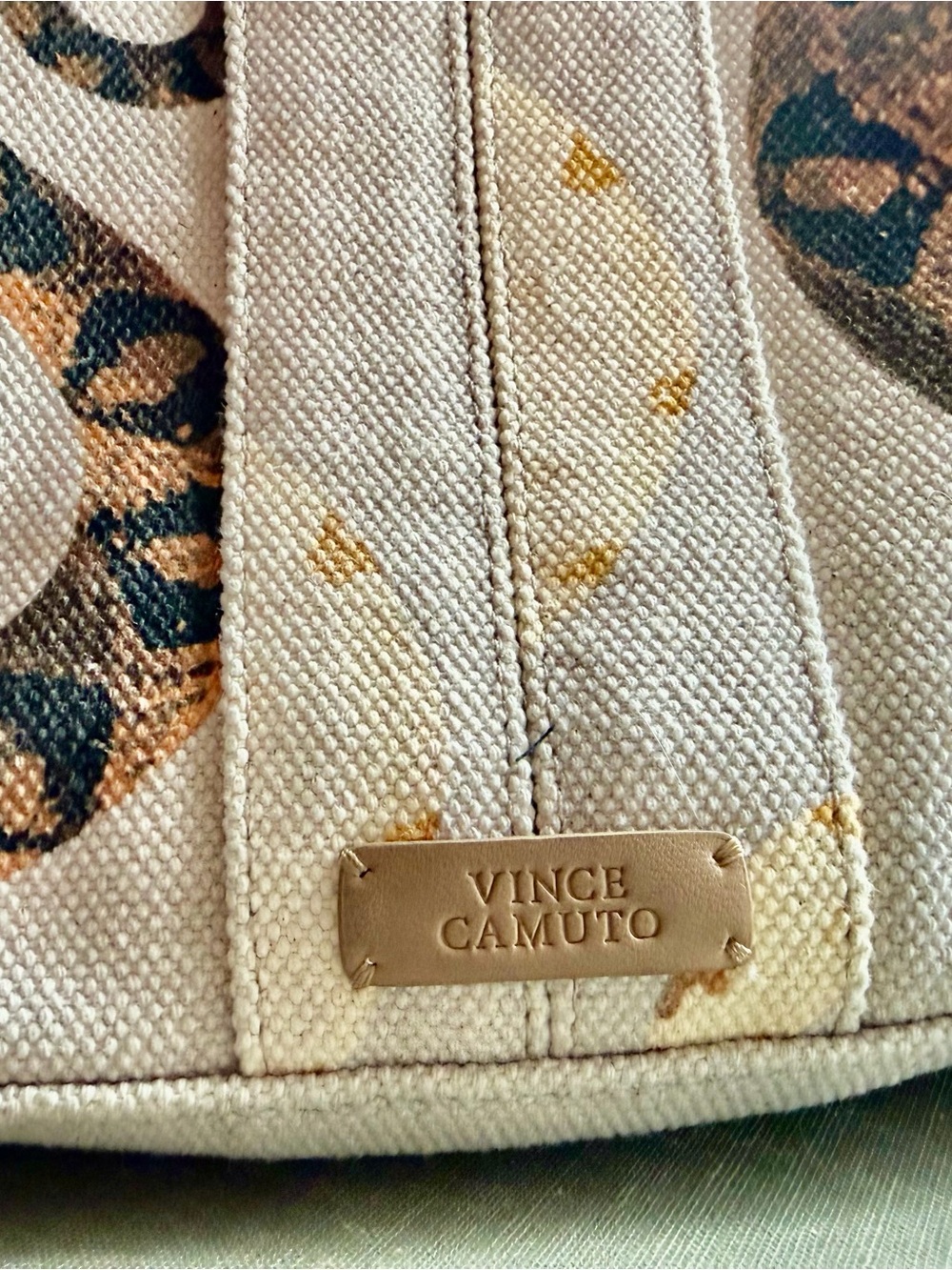 Canvas Tote Bag with Snake Print - Neutral - Picture 2 of 10